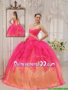 Perfect Hot Pink Strapless Quinceanera Gowns with Beading