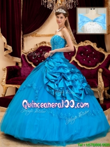 Perfect Strapless Appliques and Beading Quinceanera Gowns