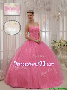 Perfect Sweetheart Beading Quinceanera Gowns in Pink