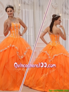 2016 Pretty Appliques and Beading Sweet 15 Dresses in Orange