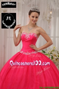 Pretty Ball Gown Appliques Quinceanera Dresses in Coral Red