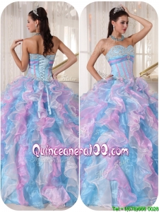 2016 Unique Sweetheart Quinceanera Gowns with Ruffles and Appliques