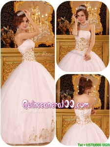 Unique Appliques Quinceanera Gowns in White for 2016