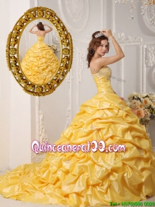 Unique Pick Ups and Appliques Quinceanera Gowns with Court Train