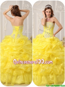 Unique Strapless Beading and Ruffles Quinceanera Gowns