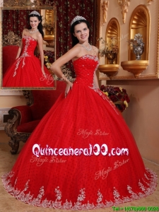 Unique Ball Gown Strapless Quinceanera Dresses with Appliques