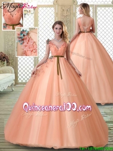 Hot Sale V Neck Simple Quinceanera Dresses with Appliques and Beading