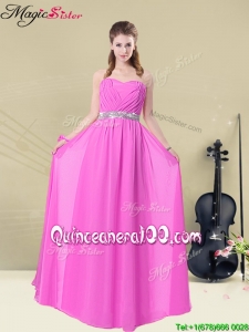 2016 New Style Empire Sweetheart Bridesmaid Dresses with Ruching and Belt