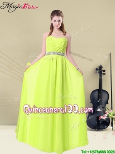 2016 Spring Discount Empire Sweetheart Belt Bridesmaid Dresses in Yellow Green