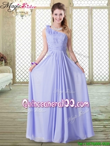 Discount Empire One Shoulder Bridesmaid Dresses in Lavender