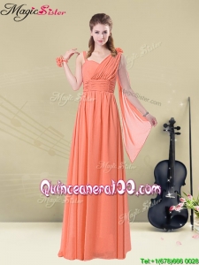 New Style Empire Straps Bridesmaid Dresses with Ruching and Belt