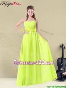 New Style Sweetheart Belt Bridesmaid Dresses in Yellow Green