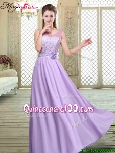 2016 New Style Scoop Lace Bridesmaid Dresses in Lavender