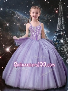 Classical Straps Little Girl Pageant Dresses in Lavender