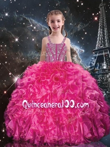 Hot Sale Straps Little Girl Pageant Dresses with Beading and Ruffles