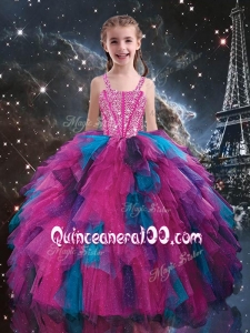 Petty Straps Beading Multi Color Little Girl Pageant Dresses for Winter