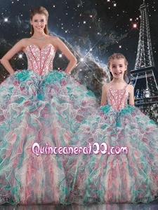 Fashionable Ball Gown Macthing Sister Dresses with Beading and Ruffles