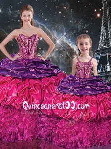 Gorgeous Sweetheart Macthing Sister Dresses with Ruffles and Pick Ups