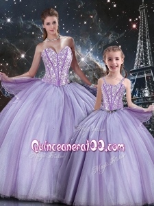 Sweet Ball Gown Beading Macthing Sister Dresses in Lavender