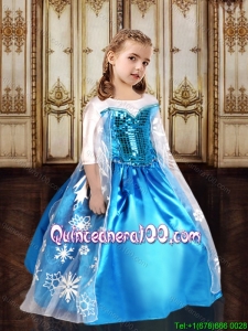 Popular Scoop Sequined and Patterned Flower Girl Dress with Half Sleeves