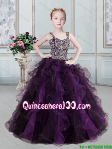 New Arrivals Straps Ball Gown Two Tone Little Girl Pageant Dress in Tulle