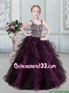 Hot Sale Beaded and Ruffled Straps Little Girl Pageant Dress in Two Tone