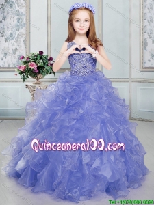 Lovely Beaded Bodice and Ruffled Little Girl Pageant Dress in Organza