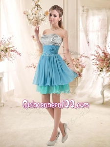 Cheap Sweetheart Dama Dresses with Sequins and Hand Made Flowers