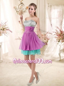 New Style Sweetheart Sequins and Belt Dama Dresses in Multi Color