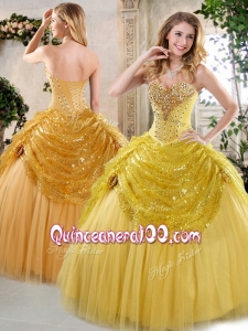 2016 Cheap Quinceanera Dresses with Beading and Paillette for Fall