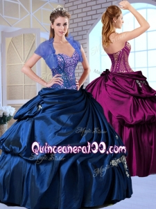 Simple and Wonderful Sweetheart Taffeta Royal Blue Quinceanera Dresses with Appliques