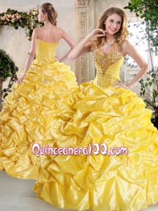Gorgeous Ball Gown Quinceanera Gowns with Beading and Pick Ups for Spring