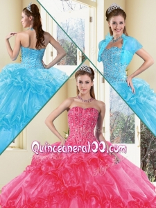 2016 Lovely Ball Gown Quinceanera Gowns with Beading and Ruffled Layers