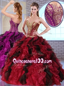2016 Lovely Sweetheart Quinceanera Gowns with Appliques and Ruffles for Winter