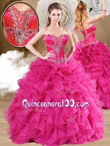 2016 Ball Gown Fuchsia Sweet 16 Dresses with Ruffles