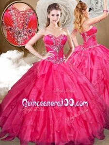 Simple Sweetheart Ball Gown Sweet 16 Dresses with Beading and Ruffles