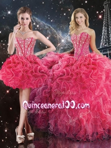 Luxurious Sweetheart Detachable Sweet 16 Dresses with Beading for Fall
