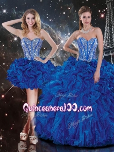 New Style Sweetheart Detachable Beading Quinceanera Dresses in Blue