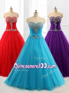 2016 Custom Made A Line Sweetheart Quinceanera Dresses with Beading for 2016