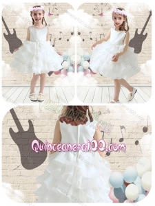 Cute Scoop White Flower Girl Dresses with Ruffled Layers