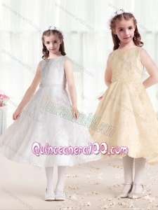 Sweet Princess Scoop Flower Girl Dresses in Lace