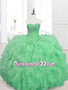2016 Custom Made Beading and Ruffles Sweetheart Quinceanera Dresses in Green