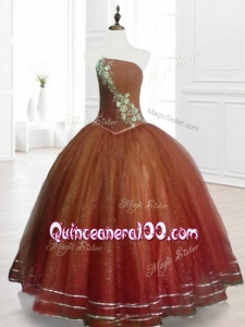 2016 Custom Made Brown Ball Gown Strapless Quinceanera Dresses with Beading