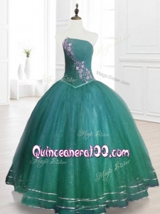 2016 Custom Made Strapless Beading Sweet 16 Dresses in Dark Green