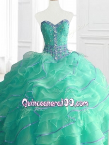 2016 Custom Made Sweetheart Beading and Ruffles Quinceanera Gowns in Turquois