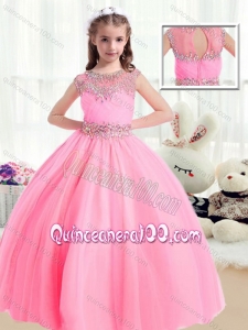 Sweet Ball Gown Cap Sleeves Little Girl Pageant Dresses with Beading