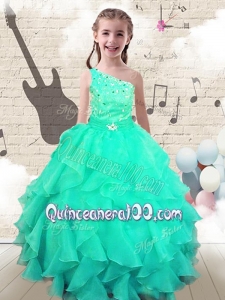 Modest Ball Gown One Shoulder Mini Quinceanera Dresses with Beading