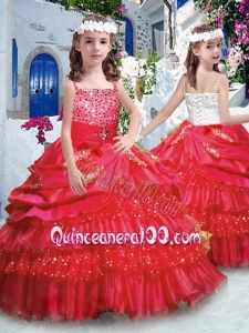 2016 Classical Ball Gown Little Girl Pageant Dresses with Ruffled Layers and Beading