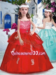 2016 Latest Spaghetti Straps Little Girl Pageant Dresses with Appliques and Beading