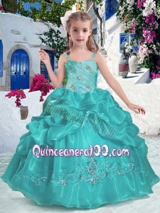 2016 Most Popular Straps Little Girl Pageant Dresses with Beading and Bubles